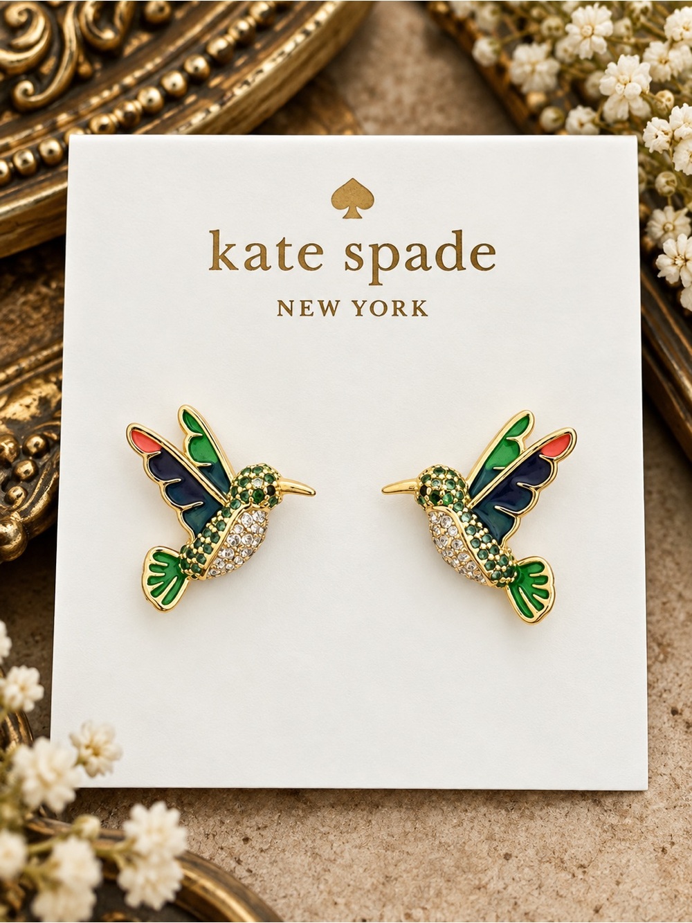 KATE SPADE • Dazzling Daisies Hummingbird Earrings - Picture 4 of 4